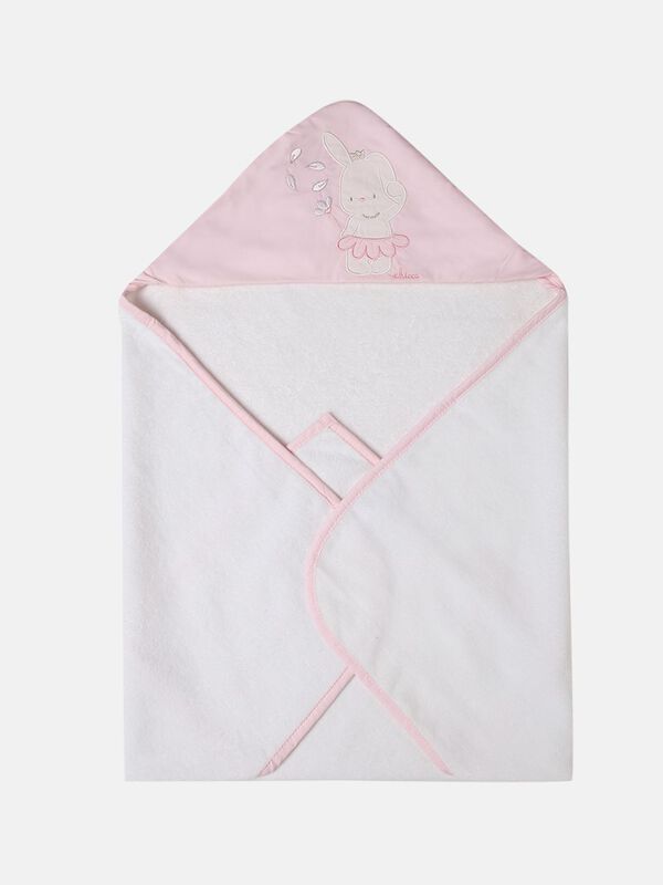 White and Pink Hooded Bath Towel  image number null